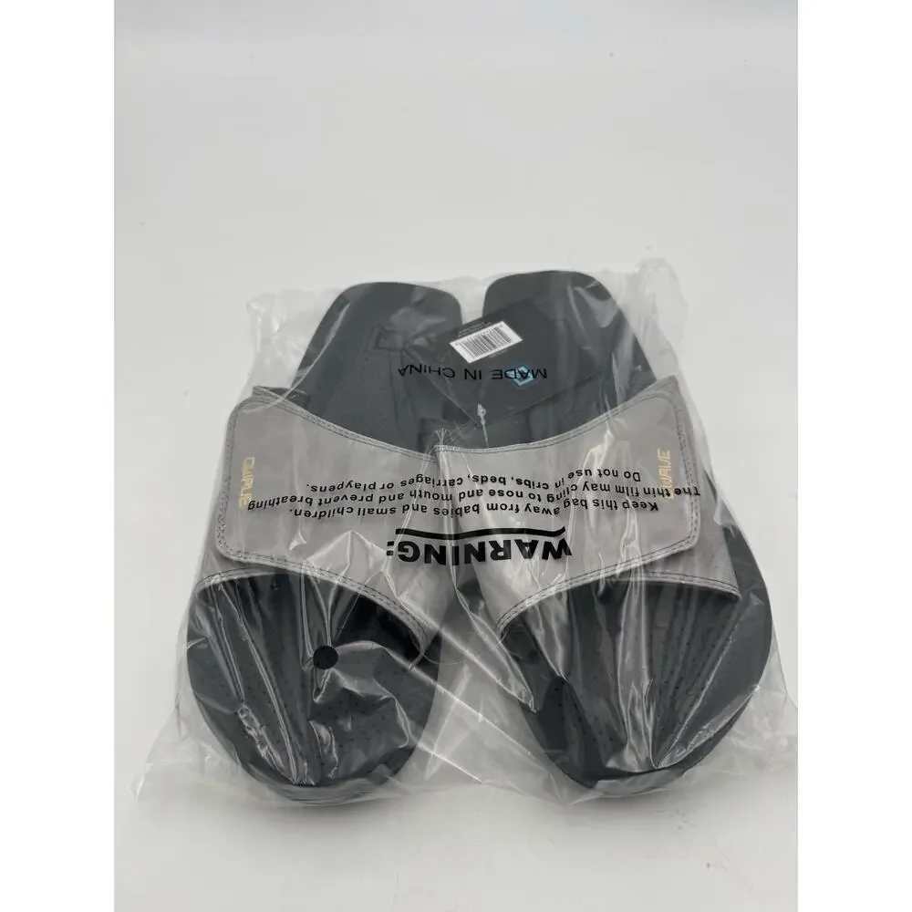 Mens Weathered Strap Ash Grey Charcoal Black Outdoor Comfort Slides Size 8.5 New